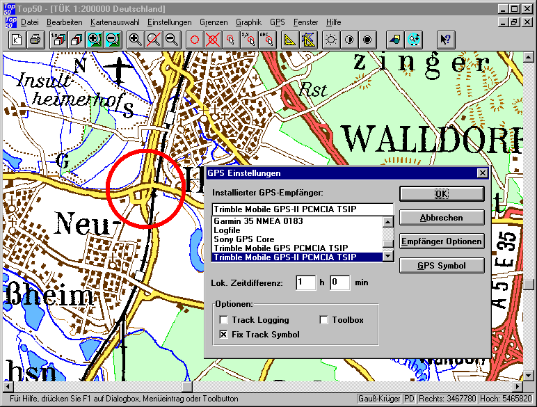 GPS receiver adjustment menu