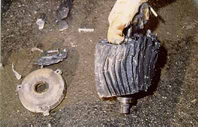 deteriorated stator housing of the electric motor